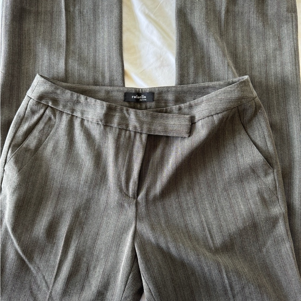 Rafaella Gray Pinstripe Straight-Leg Pants